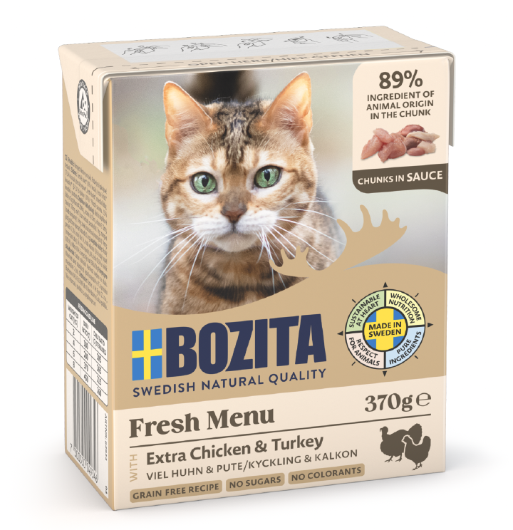 BOZITA Katzen-Nassfutter Häppchen in Soße mit Hühnchen und Pute